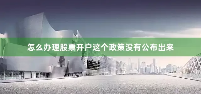 怎么办理股票开户这个政策没有公布出来